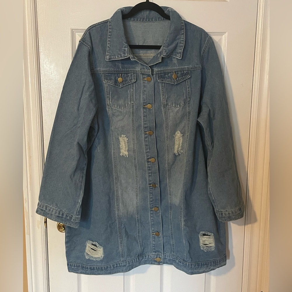 ✨NEW✨4xl Distressed Jean Jacket - Picture 3 of 6